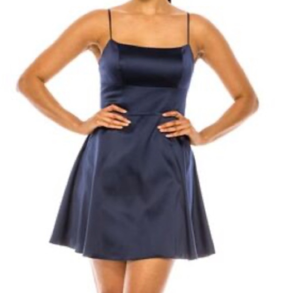 Navy blue satin dress